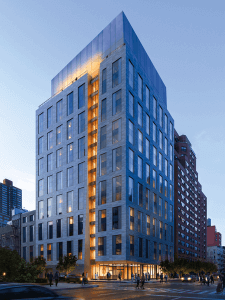 Architectural rendering of a future residence for medical and graduate students.